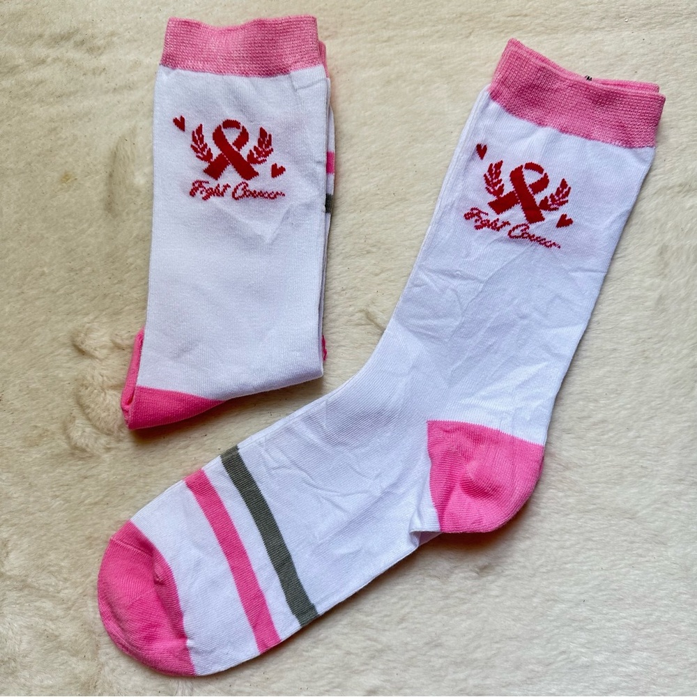 Breast Cancer Support Awareness Socks NWOT